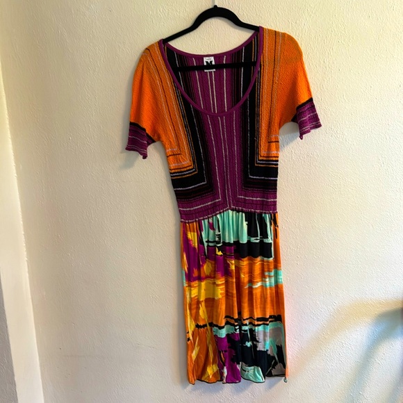 Missoni Dresses & Skirts - Missoni multicolor dress cotton viscose mixed knit jersey purple orange size 0/S